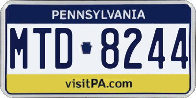 PA license plate MTD8244