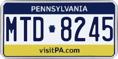 PA license plate MTD8245