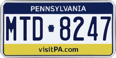 PA license plate MTD8247