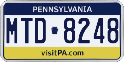 PA license plate MTD8248