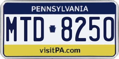 PA license plate MTD8250