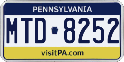 PA license plate MTD8252