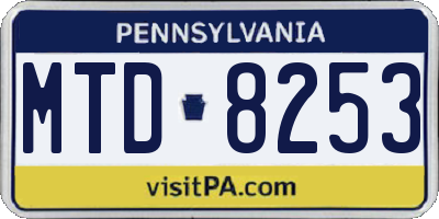 PA license plate MTD8253