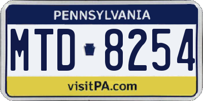 PA license plate MTD8254