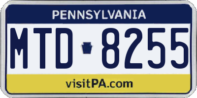 PA license plate MTD8255