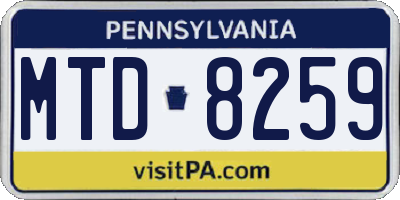 PA license plate MTD8259