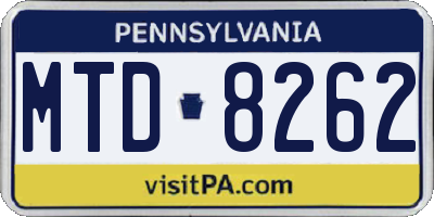 PA license plate MTD8262