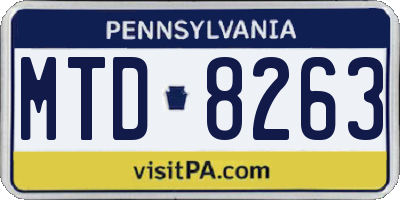PA license plate MTD8263