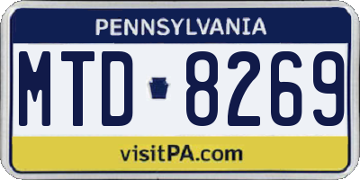 PA license plate MTD8269