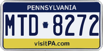 PA license plate MTD8272