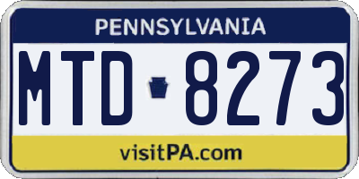 PA license plate MTD8273