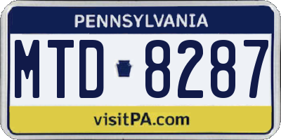 PA license plate MTD8287