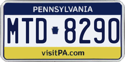PA license plate MTD8290