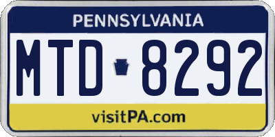 PA license plate MTD8292