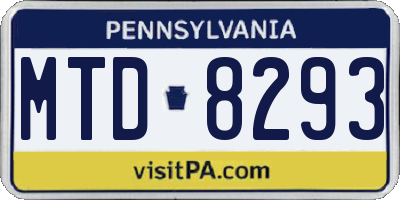 PA license plate MTD8293