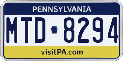PA license plate MTD8294