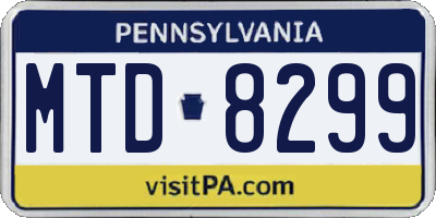 PA license plate MTD8299