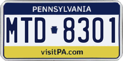 PA license plate MTD8301