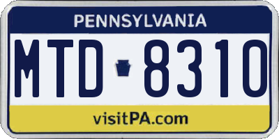 PA license plate MTD8310