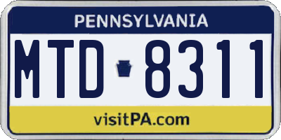 PA license plate MTD8311