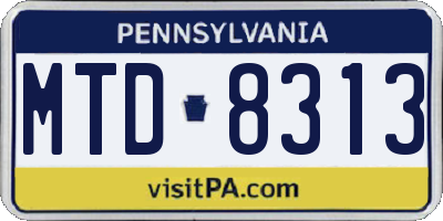 PA license plate MTD8313