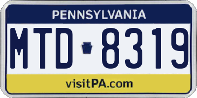 PA license plate MTD8319