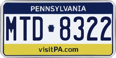 PA license plate MTD8322