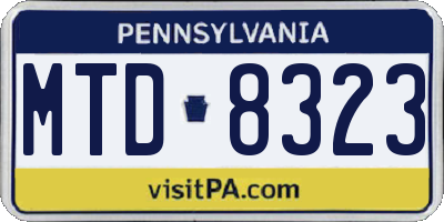 PA license plate MTD8323