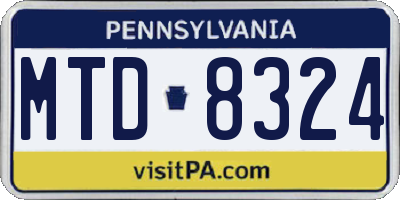 PA license plate MTD8324