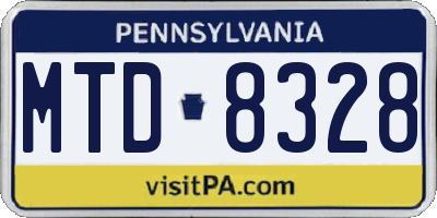 PA license plate MTD8328