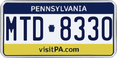 PA license plate MTD8330