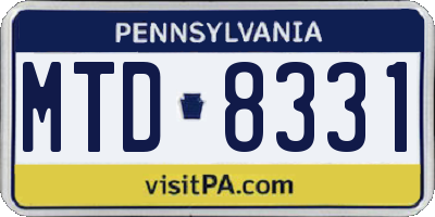 PA license plate MTD8331