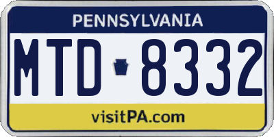 PA license plate MTD8332