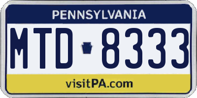 PA license plate MTD8333