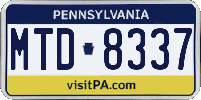 PA license plate MTD8337