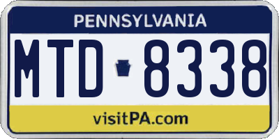 PA license plate MTD8338