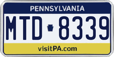 PA license plate MTD8339