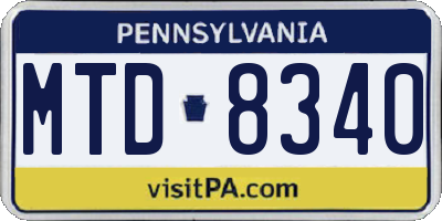 PA license plate MTD8340