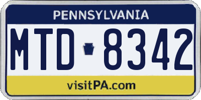 PA license plate MTD8342