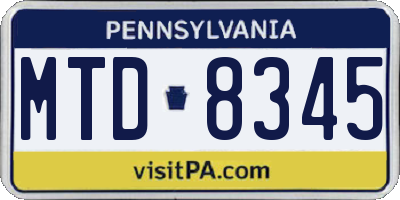 PA license plate MTD8345