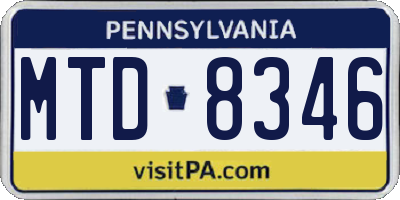 PA license plate MTD8346