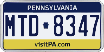 PA license plate MTD8347