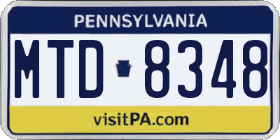 PA license plate MTD8348