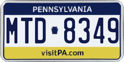 PA license plate MTD8349