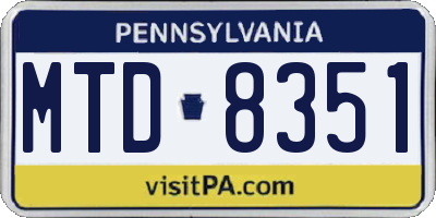PA license plate MTD8351