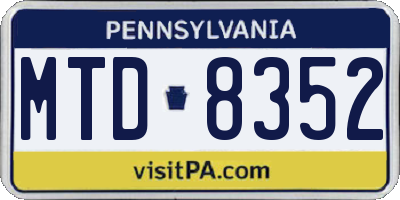 PA license plate MTD8352