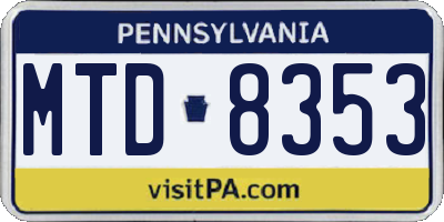 PA license plate MTD8353