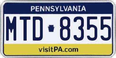 PA license plate MTD8355