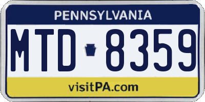 PA license plate MTD8359