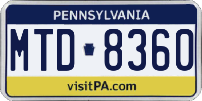 PA license plate MTD8360
